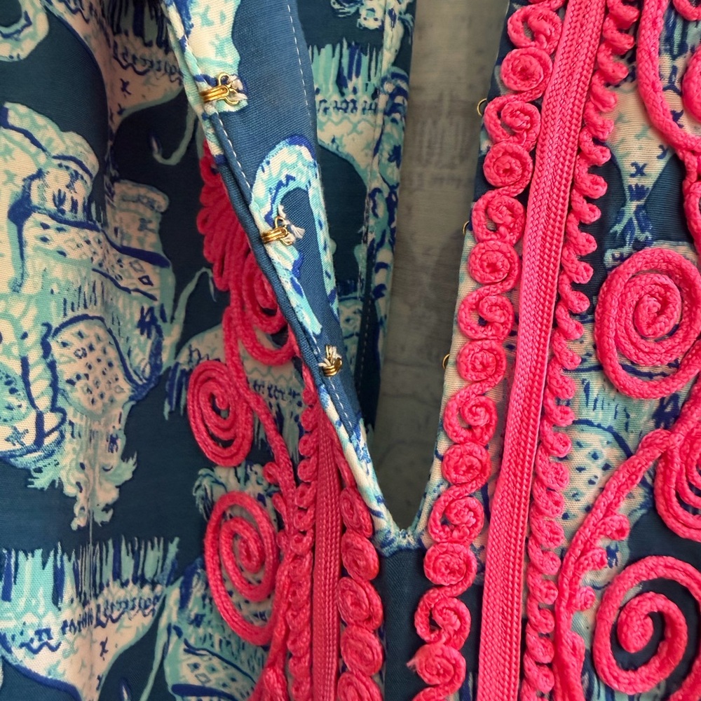 Lilly Pulitzer Pink and Blue sleeveless elephant print dress - Picture 5 of 7